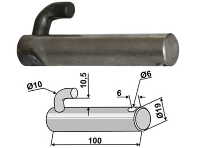 Industriehof® Bolzen 100 x 19 mm, Bohrung 6 mm für Spraglese-Mica, 63-SPR-52