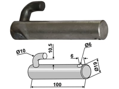Industriehof® Bolzen 100 x 19 mm, Bohrung 6 mm für Spraglese-Mica, 63-SPR-52 Industriehof® Bolzen 100 x 19 mm, Bohrung 6 mm für Spraglese-Mica, 63-SPR-52