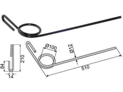 Industriehof® Striegelzinken 510 x 12 mm für Doublet Record, 10.ST-DO-1 Industriehof® Striegelzinken 510 x 12 mm für Doublet Record, 10.ST-DO-1