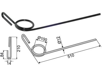 Industriehof® Striegelzinken 510 x 12 mm für Doublet Record, 10.ST-DO-1