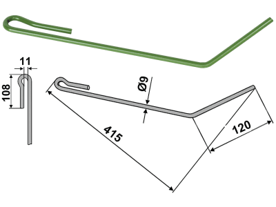 Striegelzinken 415 x 9 mm kurz für Amazone Saatstriegel Striegelzinken 415 x 9 mm kurz für Amazone Saatstriegel