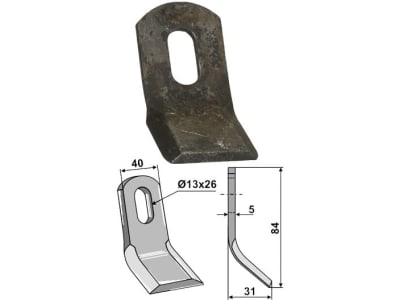 Industriehof® Y-Messer 84 x 40 x 5 mm, Bohrung 26 x 13 mm, für Caroni, Noremat, S.M.A., 63-SMA-51