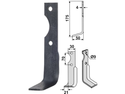 Industriehof® Fräsmesser rechts 175 x 50 x 4 mm, Bohrung 9 mm für Agria, AGR-05R