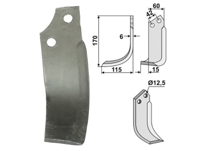 Industriehof® Fräsmesser links 170 x 60 x 6 mm, Bohrung 12,5 mm für Sicma ZL/L, SIM-04L