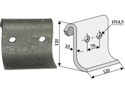 Industriehof® Schlegelmesser 120 x 120 x 10 mm, Bohrung 14,5 mm, für Dücker, Fehrenbach, 63-IND-66-1