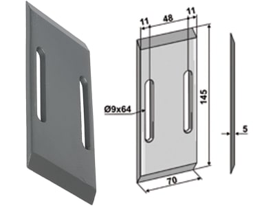 Industriehof® Abstreifer 145 x 70 x 5 mm, Bohrung 64 x 9 mm für Niemeyer Packerwalzen, 51-N100