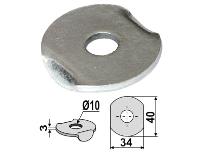 Industriehof® Unterlegscheibe 40; 34 x 10 x 3 mm, für universal, 10.ST-HH-1