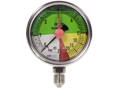 Hücobi Glyzerin-Manometer, Anschluss 1/4" unten, 0 bis 25 bar, flüssigdüngerfest, 8122 006025 Hücobi Glyzerin-Manometer, Anschluss 1/4" unten, 0 bis 25 bar, flüssigdüngerfest, 8122 006025