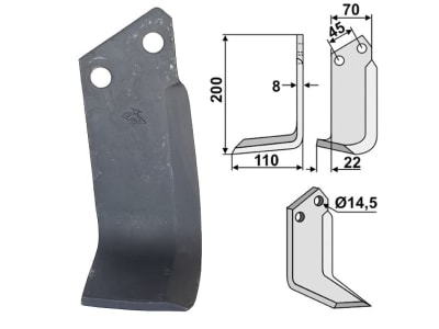 Industriehof® Fräsmesser links/rechts 200 x 70 x 8 mm, Bohrung 14,5 mm für Maletti: 0100080/0100079