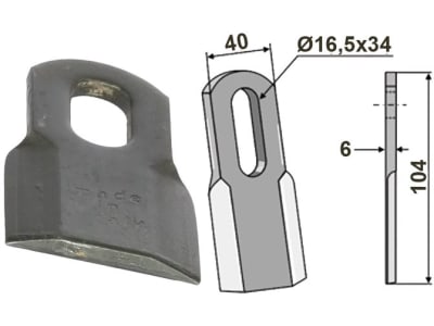 Industriehof® Schlegelmesser gerade 104 x 40 x 6 mm, Bohrung 34 x 16,5 mm, für Ferri, 63-FEI-49 Industriehof® Schlegelmesser gerade 104 x 40 x 6 mm, Bohrung 34 x 16,5 mm, für Ferri, 63-FEI-49