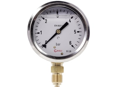 Hücobi Glyzerin-Manometer, Anschluss 1/4" unten, 0 bis 6 bar, 8128 006006