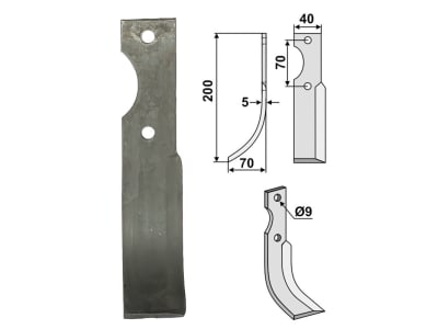 Industriehof® Fräsmesser links 200 x 40 x 5 mm, Bohrung 9 mm für Fort, FOR-02L