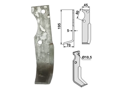 Industriehof® Fräsmesser links/rechts 195 x 45 x 5 mm, Bohrung 10,5 mm für Barbieri, FM-Matras, Goldoni