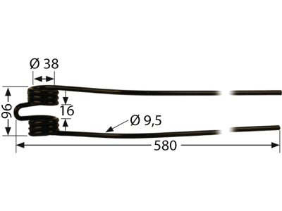 Schwaderzinken 580 x 96 x 9 mm für Fella Kreiselschwader