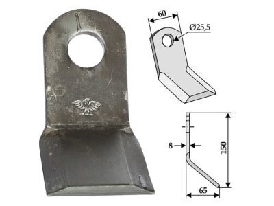 Industriehof® Y-Messer 150 x 60 x 8 mm, Bohrung 25,5 mm, für Leckron, 63-IND-07 Industriehof® Y-Messer 150 x 60 x 8 mm, Bohrung 25,5 mm, für Leckron, 63-IND-07
