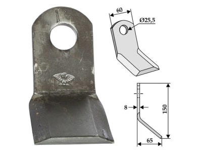 Industriehof® Y-Messer 150 x 60 x 8 mm, Bohrung 25,5 mm, für Leckron, 63-IND-07