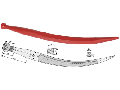 Industriehof® Frontladerzinken 600 mm, M 20 x 1,5, spitz, gebogen, für Bressel, 18607