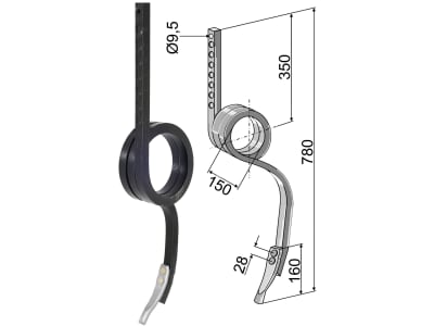 Industriehof® Spurlockerzinken 780 x 25 x 25 mm mit Schar, für universal, 10.5045 Industriehof® Spurlockerzinken 780 x 25 x 25 mm mit Schar, für universal, 10.5045