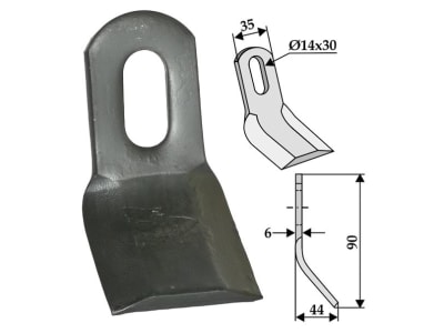 Industriehof® Y-Messer 90 x 35 x 6 mm, Bohrung 30 x 14 mm, für Kuhn, Nobili, 63-NOB-35 Industriehof® Y-Messer 90 x 35 x 6 mm, Bohrung 30 x 14 mm, für Kuhn, Nobili, 63-NOB-35