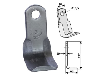 Industriehof® Y-Messer 112 x 40 x 10 mm, Bohrung 16,5 mm, für Aedes, Pircher, 63-AED-10