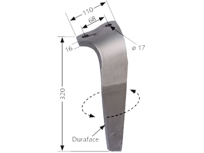 Industriehof® Kreiseleggenzinken links/rechts Duraface-Beschichtung 110 x 320 x 16 mm, Bohrung 17 mm für Kuhn Industriehof® Kreiseleggenzinken links/rechts Duraface-Beschichtung 110 x 320 x 16 mm, Bohrung 17 mm für Kuhn