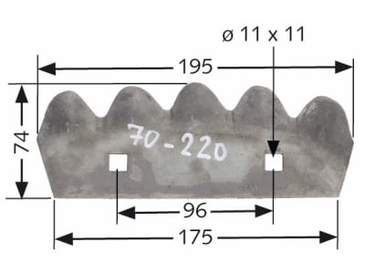 MWS Messer 195 x 74 x 5 mm, gewellt für Futtermischwagen Marmix