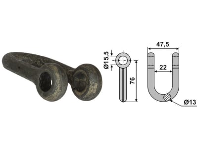 Industriehof® Schäkel gerade, Bohrung 15,5 mm, für Bomford, 63-BOM-73