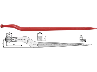 Industriehof® Frontladerzinken 820 mm, M 22 x 1,5, spitz, gekröpft, für Frost, 18835