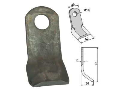 Industriehof® Y-Messer 95 x 40 x 6 mm, Bohrung 18 mm, für Dücker, 63-DÜC-02