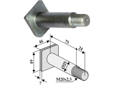 Industriehof® Gewindebolzen M 20 x 2,5 x 99 für Kuhn, Nobili, Vogel & Noot, 63-KUH-900