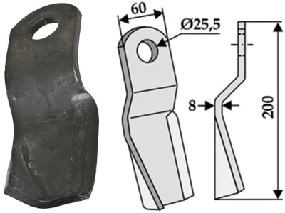 Industriehof® Mulchmesser L x B x S 200 x 60 x 8 mm Bohrung 25,5 mm für Sovema, 63-SOV-10