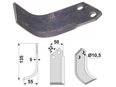 Industriehof® Fräsmesser links/rechts 135 x 50 x 5 mm, Bohrung 10,5 mm für Comeb Industriehof® Fräsmesser links/rechts 135 x 50 x 5 mm, Bohrung 10,5 mm für Comeb