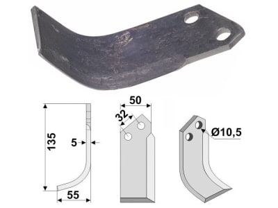 Industriehof® Fräsmesser links/rechts 135 x 50 x 5 mm, Bohrung 10,5 mm für Comeb