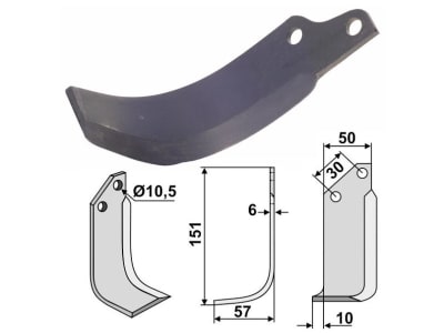 Industriehof® Fräsmesser links 151 x 57 x 6 mm, Bohrung 10,5 mm für Badalini MR-MS777B, BAD-36L