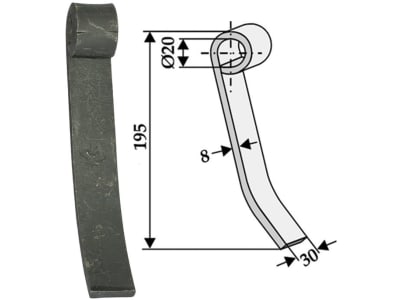 Industriehof® Schlegelmesser 195 x 30 x 8 mm, Bohrung 20 mm, für Kverneland (Maletti), 63-MAL-23 Industriehof® Schlegelmesser 195 x 30 x 8 mm, Bohrung 20 mm, für Kverneland (Maletti), 63-MAL-23