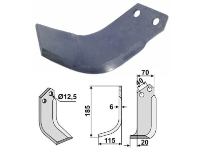 Industriehof® Fräsmesser rechts 185 x 70 x 6 mm, Bohrung 12,5 mm für Breviglieri, Valpadana, BRE-03R