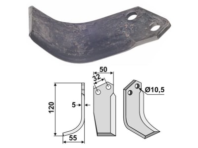 Industriehof® Fräsmesser links 120 x 50 x 5 mm, Bohrung 10,5 mm für Comeb, COM-01L