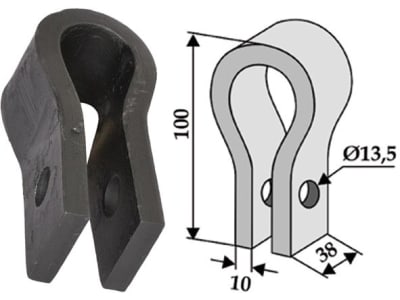 Industriehof® Halter 100 x 38 x 13,5 mm, Bohrung 13,5 mm für Taarup Schlegelhäcksler, 63-TAA-11