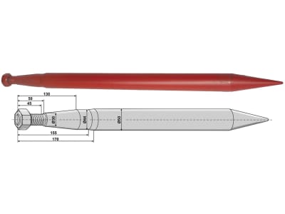 Industriehof® Frontladerzinken 880 mm, M 28 x 1,5, spitz, gerade, für Redrock, 18880