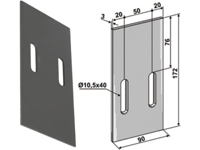 Industriehof® Abstreifer 172 x 90 x 3 mm, Bohrung 40 x 10,5 mm für Eberhardt Packerwalzen, 51-E102