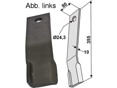 Industriehof® Schlegelmesser links/rechts 355 x 80 x 10 mm, Bohrung 24,3 mm, für Humus Industriehof® Schlegelmesser links/rechts 355 x 80 x 10 mm, Bohrung 24,3 mm, für Humus