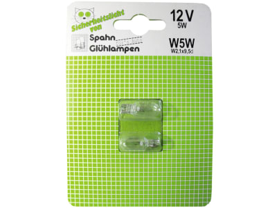 Glassockellampe 12 V, 5 W, W2,1x9,5d, in der Klarsichtpackung, 2 St.