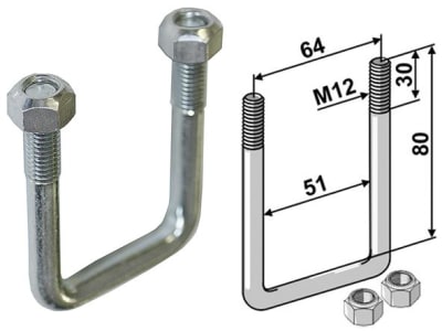 Industriehof® Bügelschraube L x B innen 80 x 51 mm, M 12 x 1,75 - 8.8 mit selbstsichernden Muttern, 30-101-6 Industriehof® Bügelschraube L x B innen 80 x 51 mm, M 12 x 1,75 - 8.8 mit selbstsichernden Muttern, 30-101-6