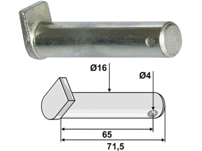 Industriehof® Bolzen 71,5 x 16 mm, Bohrung 4 mm für Kuhn, Nobili, 63-KUH-904