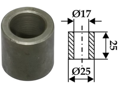 Industriehof® Buchse 25 x 4 mm, Ø innen 17 mm, Ø außen 25 mm, für Ferri, 63-FEI-14 Industriehof® Buchse 25 x 4 mm, Ø innen 17 mm, Ø außen 25 mm, für Ferri, 63-FEI-14