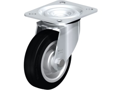 Blickle® Lenkrolle "L-V 125R" Rad 125 x 37,5 mm, Höhe 150 mm, Tragkraft 100 kg, Standard-Vollgummi, Stahlblechfelge mit Rollenlager