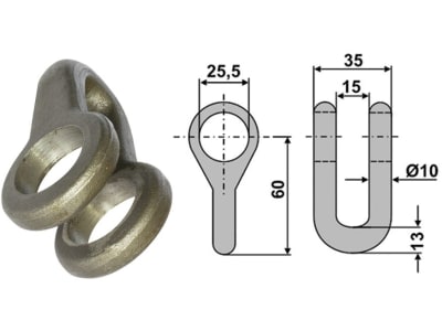 Industriehof® Schäkel gerade, Bohrung 25,5 mm, für Bomford, Mc Connel, 63-BOM-76 Industriehof® Schäkel gerade, Bohrung 25,5 mm, für Bomford, Mc Connel, 63-BOM-76