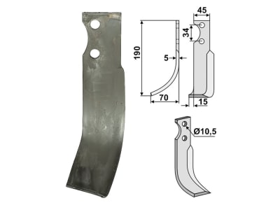 Industriehof® Fräsmesser links/rechts 190 x 45 x 5 mm, Bohrung 10,5 mm für Fort