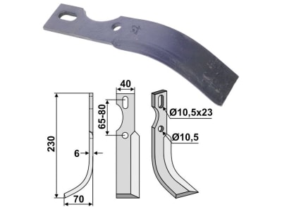 Industriehof® Fräsmesser links/rechts 230 x 40 x 6 mm, Bohrung 10,5 mm für universal