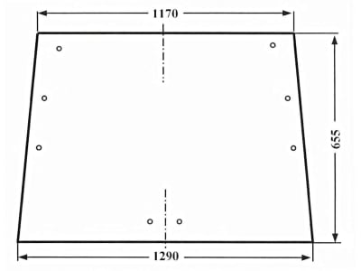 Heckscheibe, klar, 2-Loch-Befestigung, für Deutz-Fahr 8006, 10006, 12006, Kabine Fritzmeier KHD FK 9303